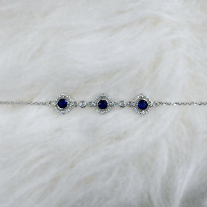 Royal Midnight Sapphire Halo Bracelet in Italian 92.5 Silver
