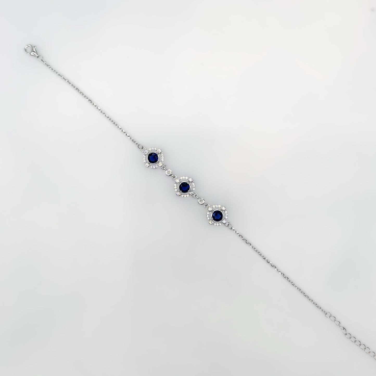 Royal Midnight Sapphire Halo Bracelet in Italian 92.5 Silver