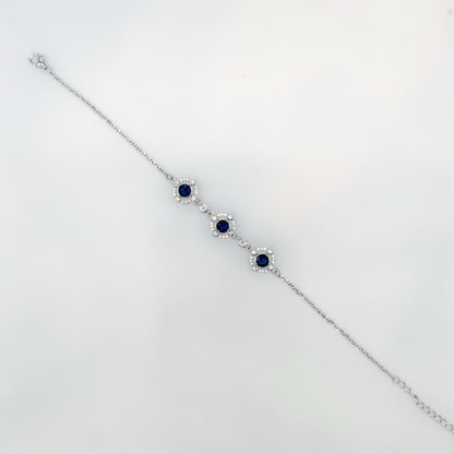 Royal Midnight Sapphire Halo Bracelet in Italian 92.5 Silver