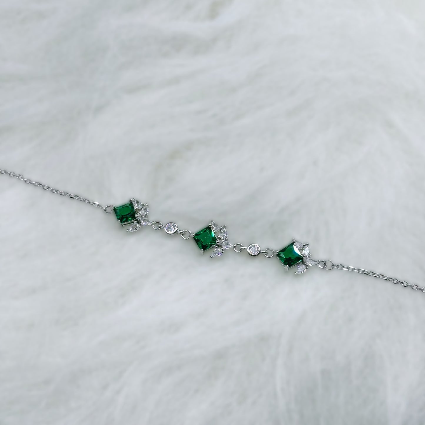 Emerald Princess Trio Luxury Bracelet in Italian 92.5 Silver