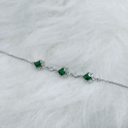 Emerald Princess Trio Luxury Bracelet in Italian 92.5 Silver