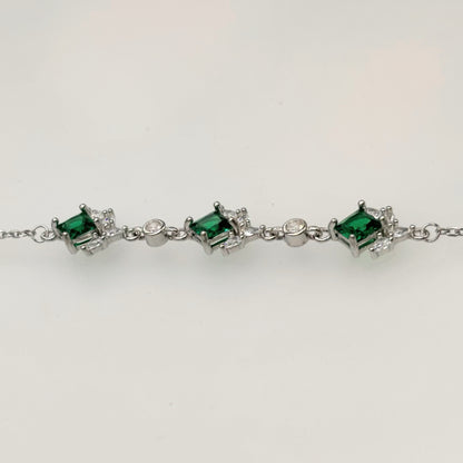 Emerald Princess Trio Luxury Bracelet in Italian 92.5 Silver