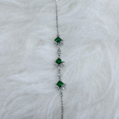 Emerald Princess Trio Luxury Bracelet in Italian 92.5 Silver