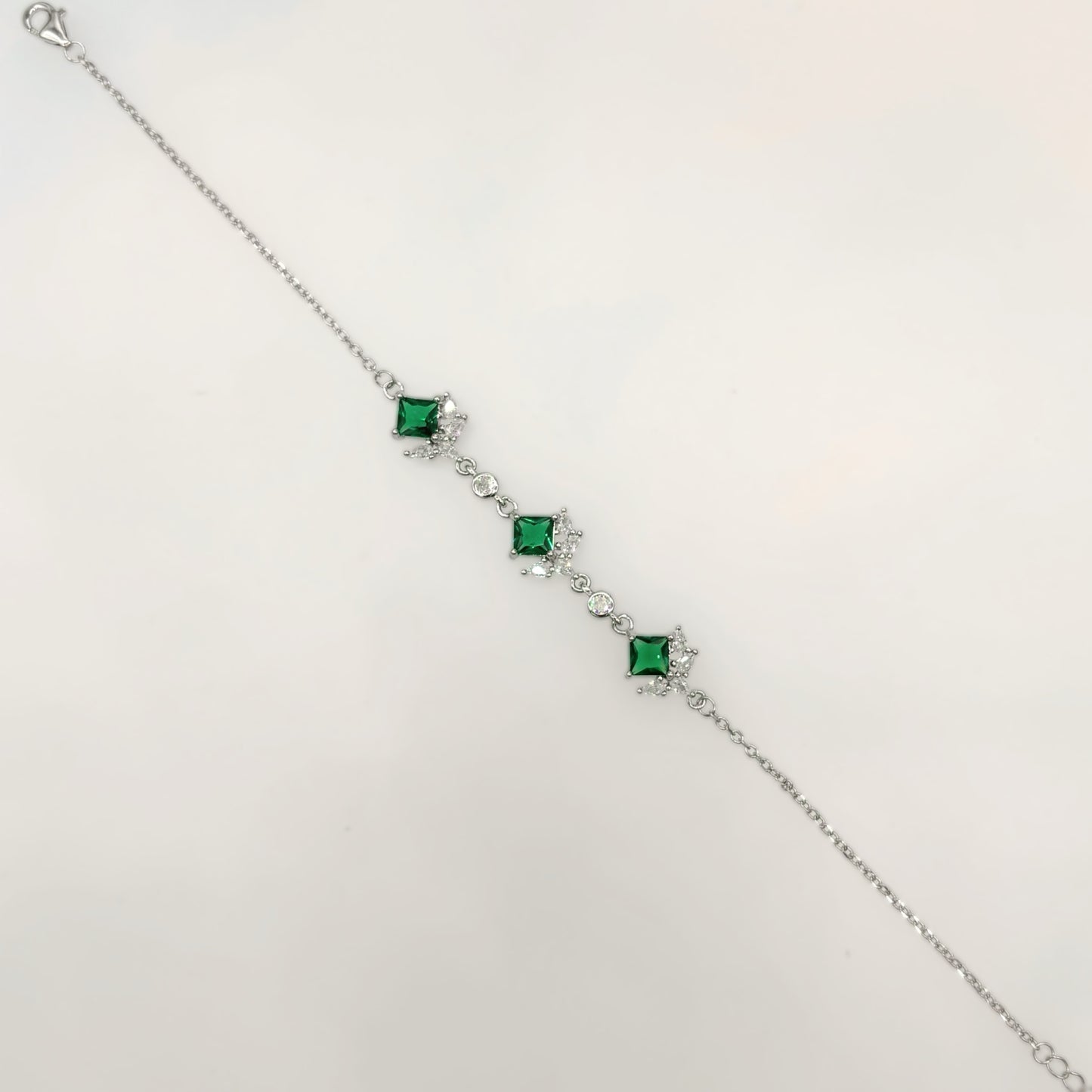Emerald Princess Trio Luxury Bracelet in Italian 92.5 Silver