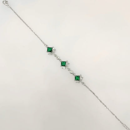 Emerald Princess Trio Luxury Bracelet in Italian 92.5 Silver
