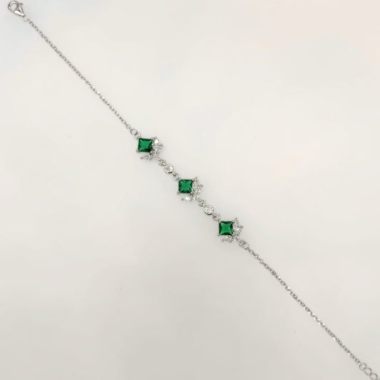 Emerald Princess Trio Luxury Bracelet in Italian 92.5 Silver