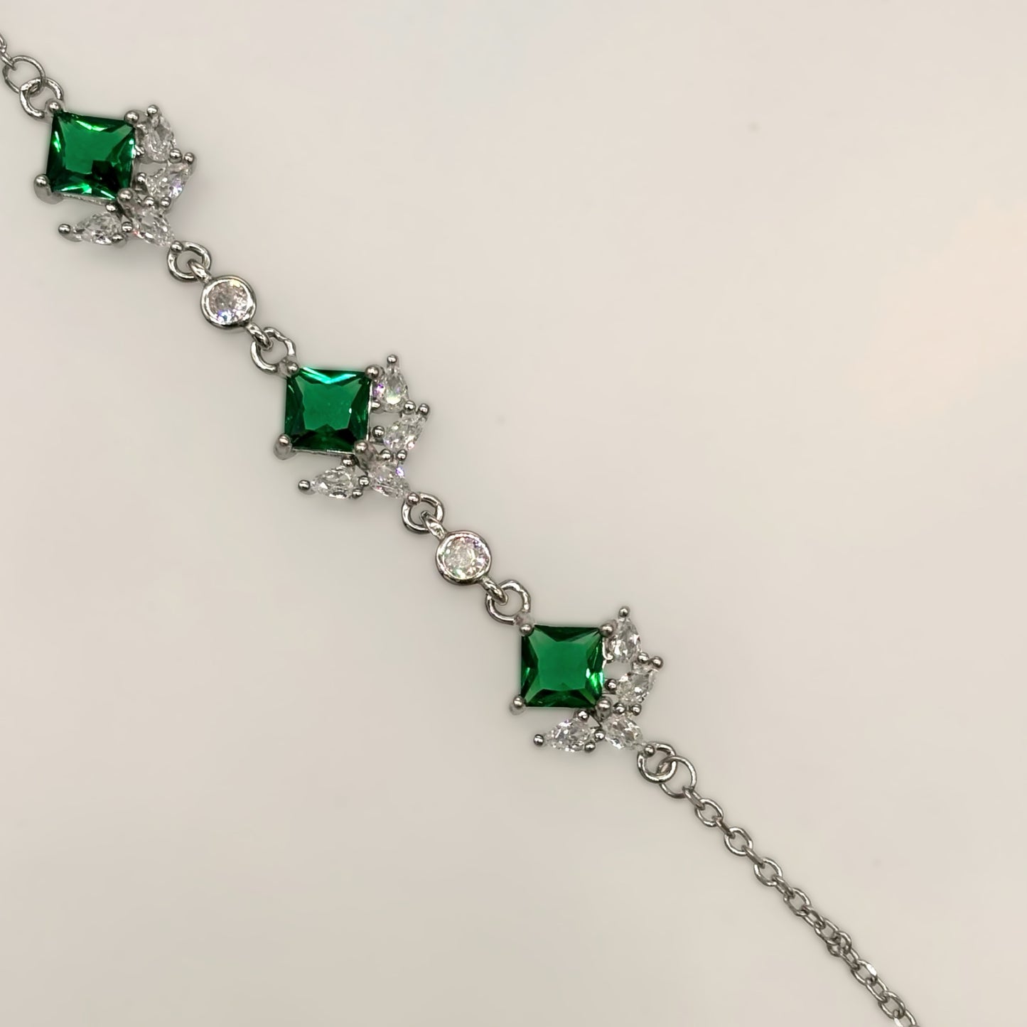 Emerald Princess Trio Luxury Bracelet in Italian 92.5 Silver