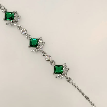Emerald Princess Trio Luxury Bracelet in Italian 92.5 Silver