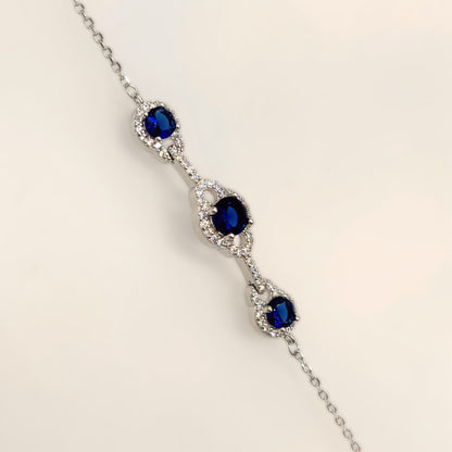 Royal Sapphire Halo Luxury Bracelet in Italian 92.5 Silver