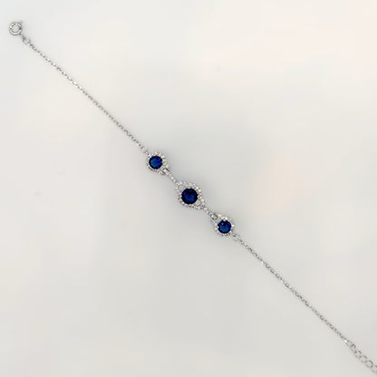 Royal Sapphire Halo Luxury Bracelet in Italian 92.5 Silver