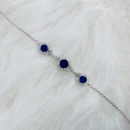 Royal Sapphire Halo Luxury Bracelet in Italian 92.5 Silver