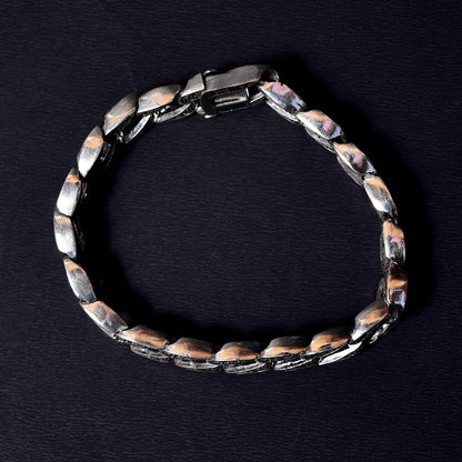 Silver Oxidised Cuban Link Bracelet