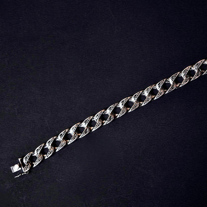 Silver Oxidised Cuban Link Bracelet