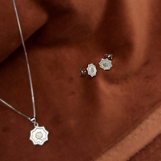 Luxury Floral Star Set in Italian 92.5 Silver