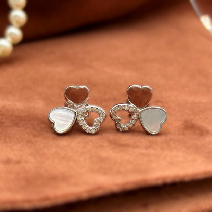 Triple Heart Set in Italian 92.5 Silver