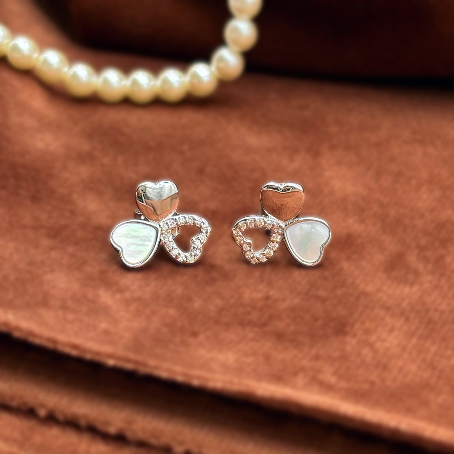 Triple Heart Set in Italian 92.5 Silver