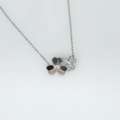 Dual Flower Necklace in Italian 92.5 Silver
