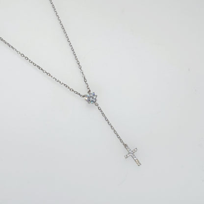 Elegant Cross Drop Necklace in Italian 92.5 Silver