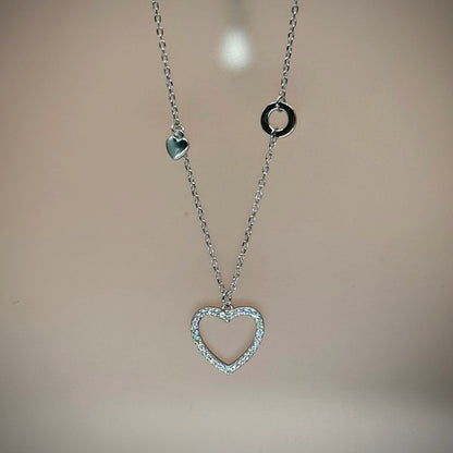 Open Heart Necklace in Italian 92.5 Silver