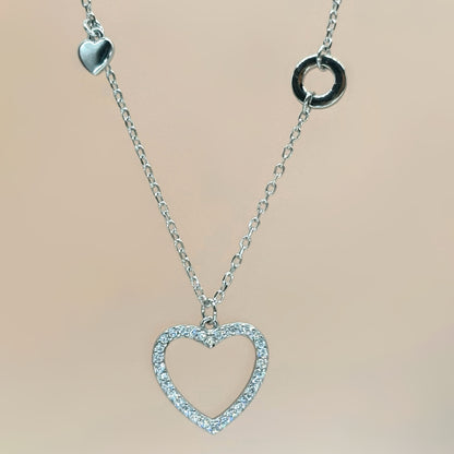 Open Heart Necklace in Italian 92.5 Silver