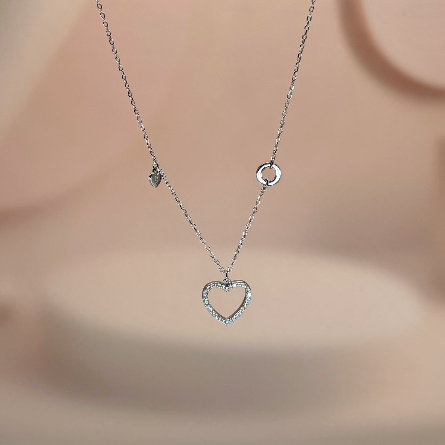 Open Heart Necklace in Italian 92.5 Silver