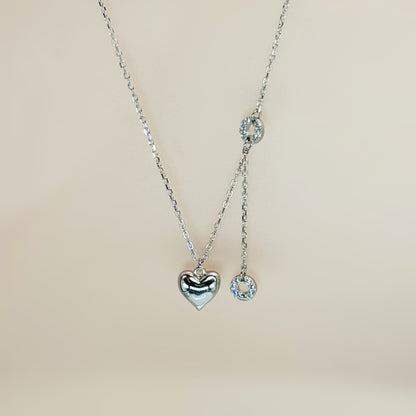 Heart & Circle Drop Necklace in Italian 92.5 Silver