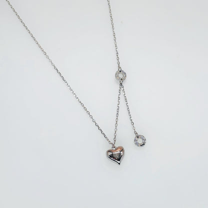 Heart & Circle Drop Necklace in Italian 92.5 Silver