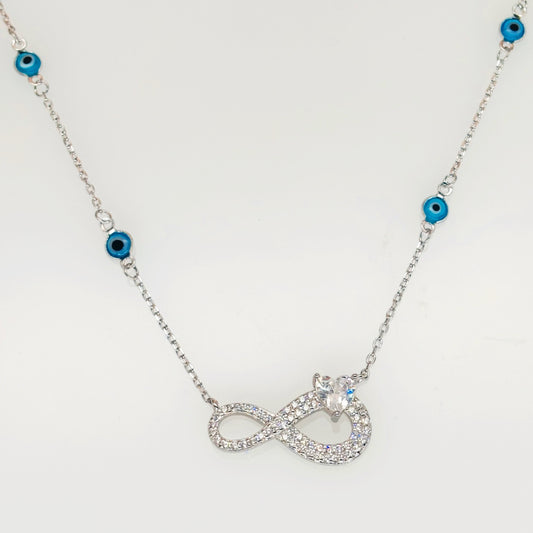 Infinity Evil Eye Necklace in Italian 92.5 Silver