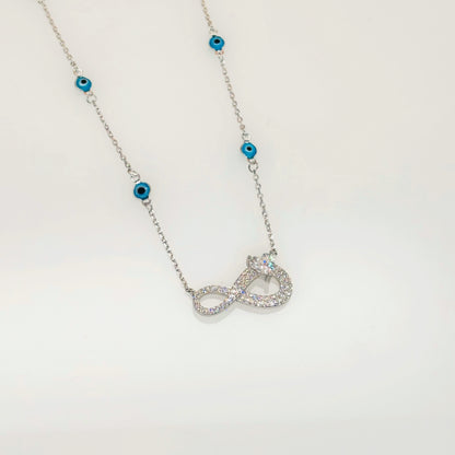 Infinity Evil Eye Necklace in Italian 92.5 Silver