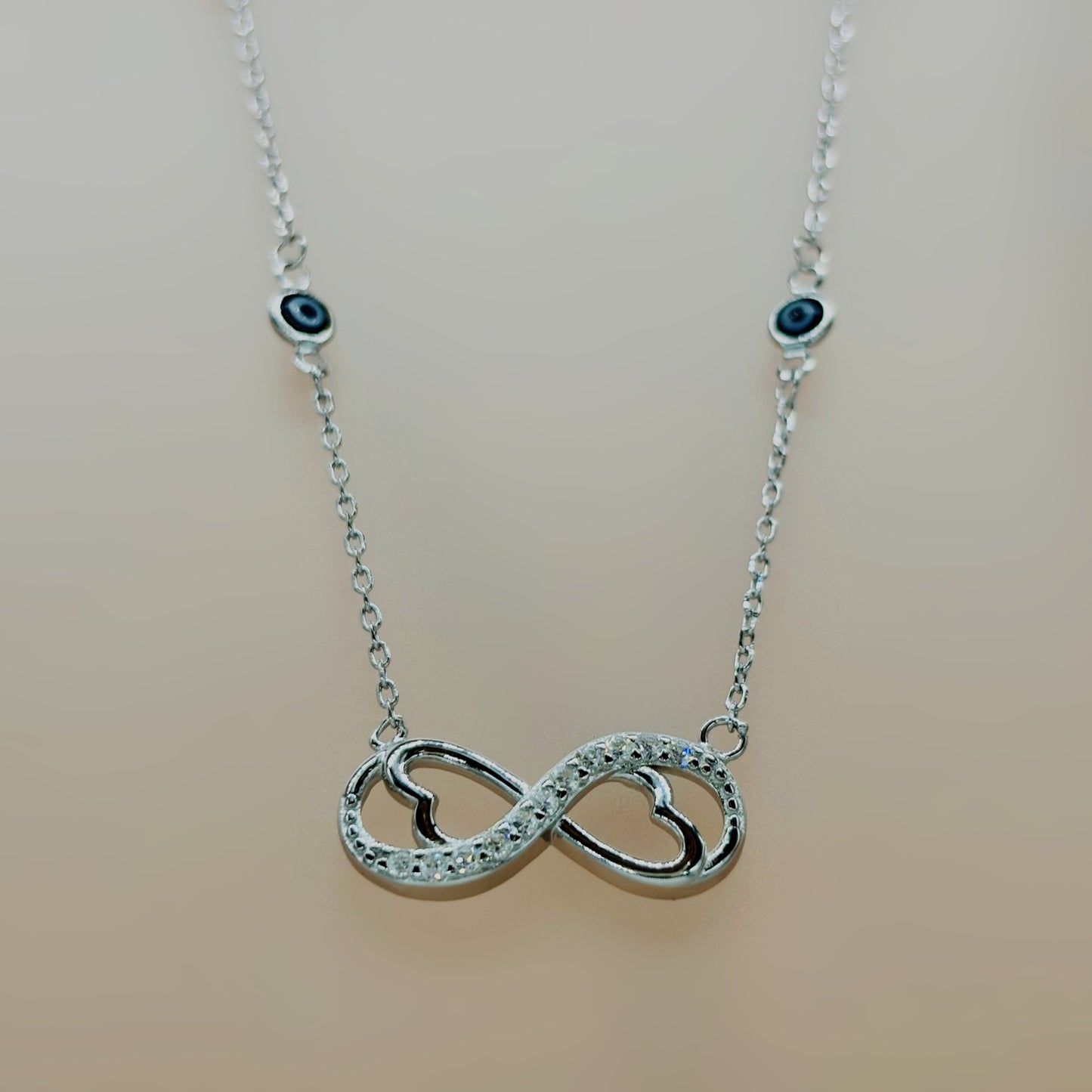 Infinity Heart Necklace in Italian 92.5 Silver
