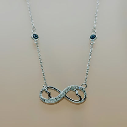 Infinity Heart Necklace in Italian 92.5 Silver