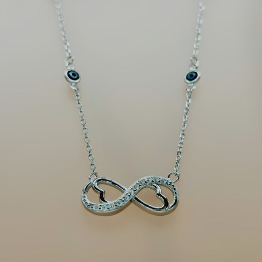 Infinity Heart Necklace in Italian 92.5 Silver