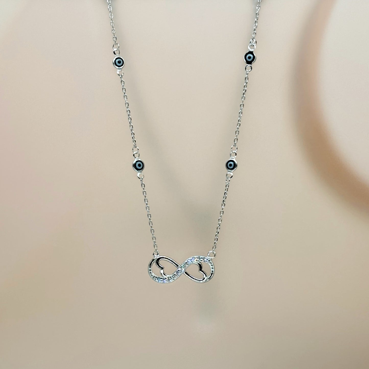 Infinity Heart Necklace in Italian 92.5 Silver