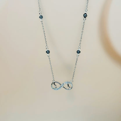 Infinity Heart Necklace in Italian 92.5 Silver