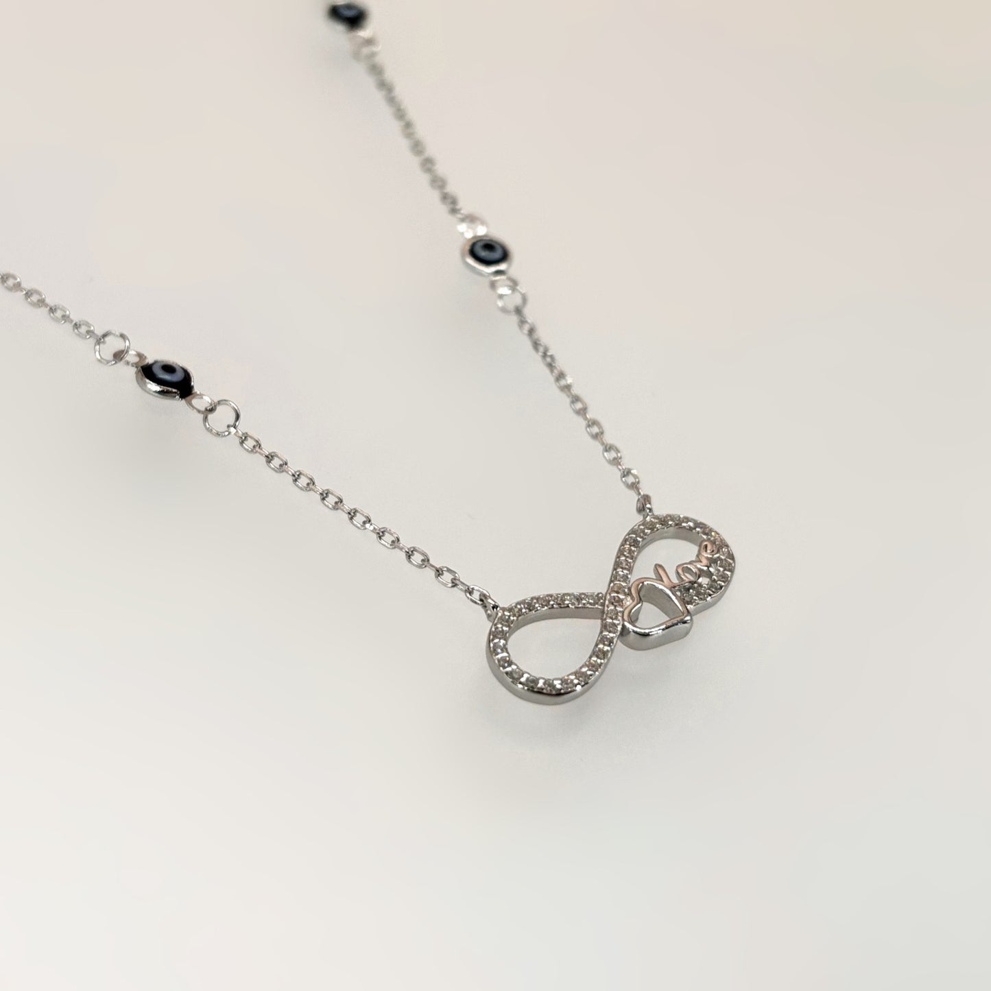 Infinity Love Necklace in Italian 92.5 Silver