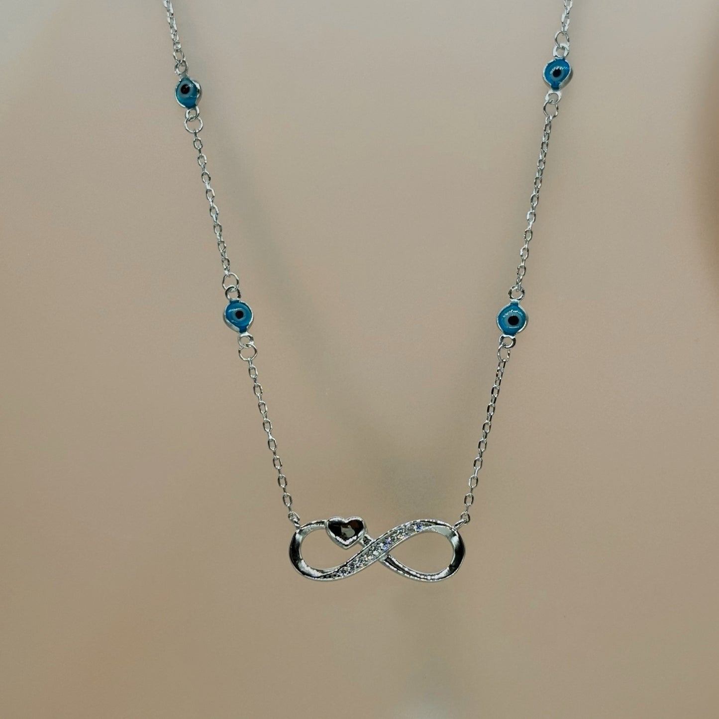 Infinity Heart Necklace in Italian 92.5 Silver