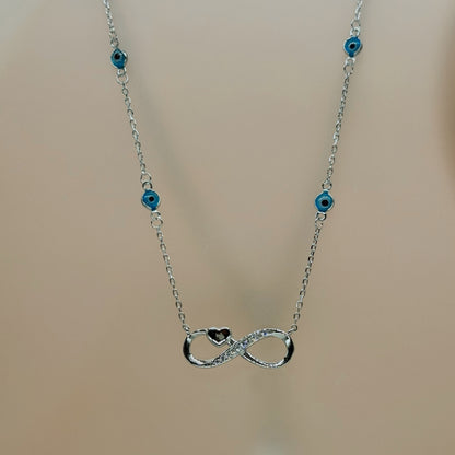 Infinity Heart Necklace in Italian 92.5 Silver