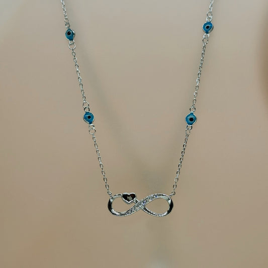 Infinity Heart Necklace in Italian 92.5 Silver