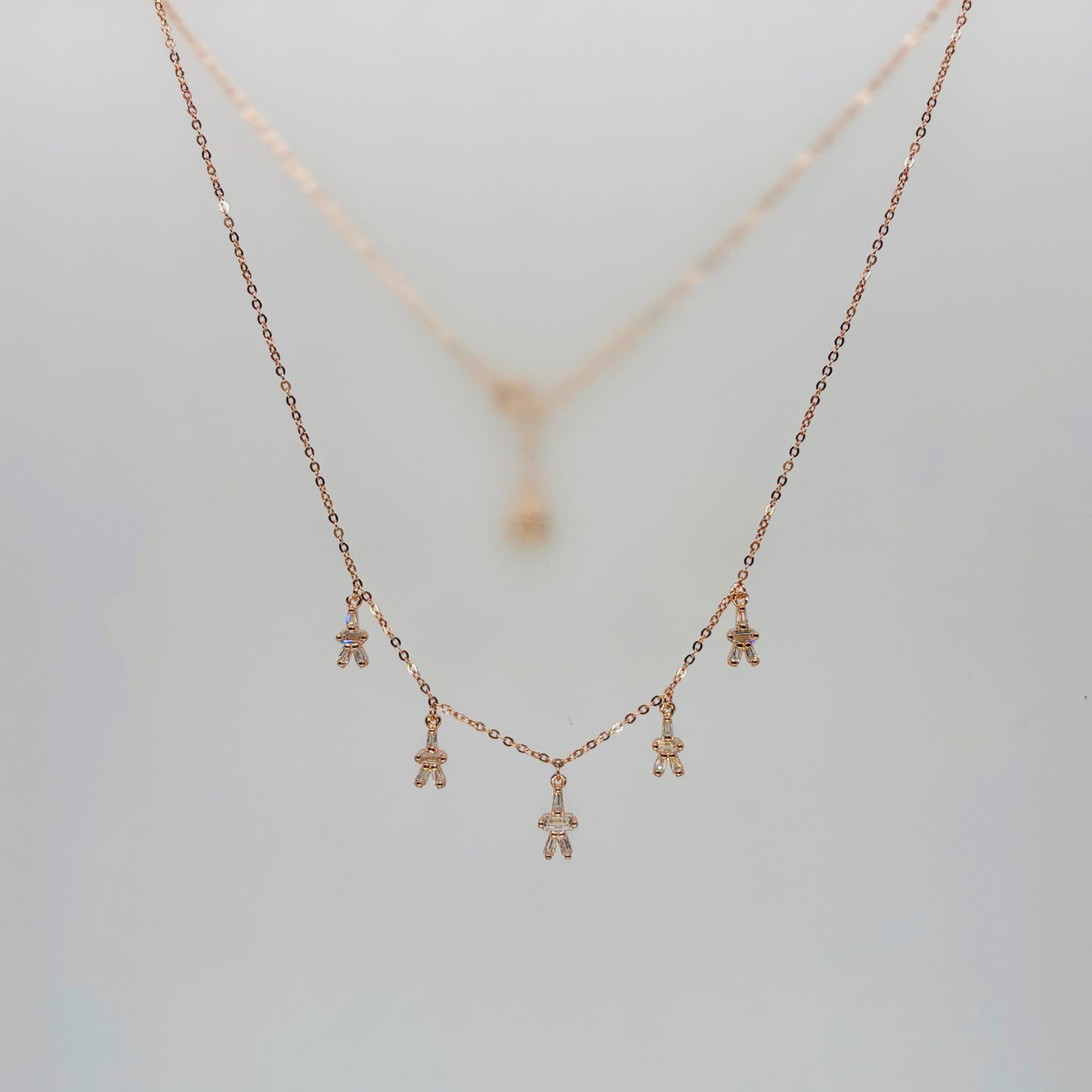 CZ Dangling Charm Necklace in Italian 92.5 Silver