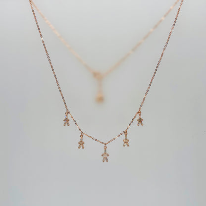 CZ Dangling Charm Necklace in Italian 92.5 Silver