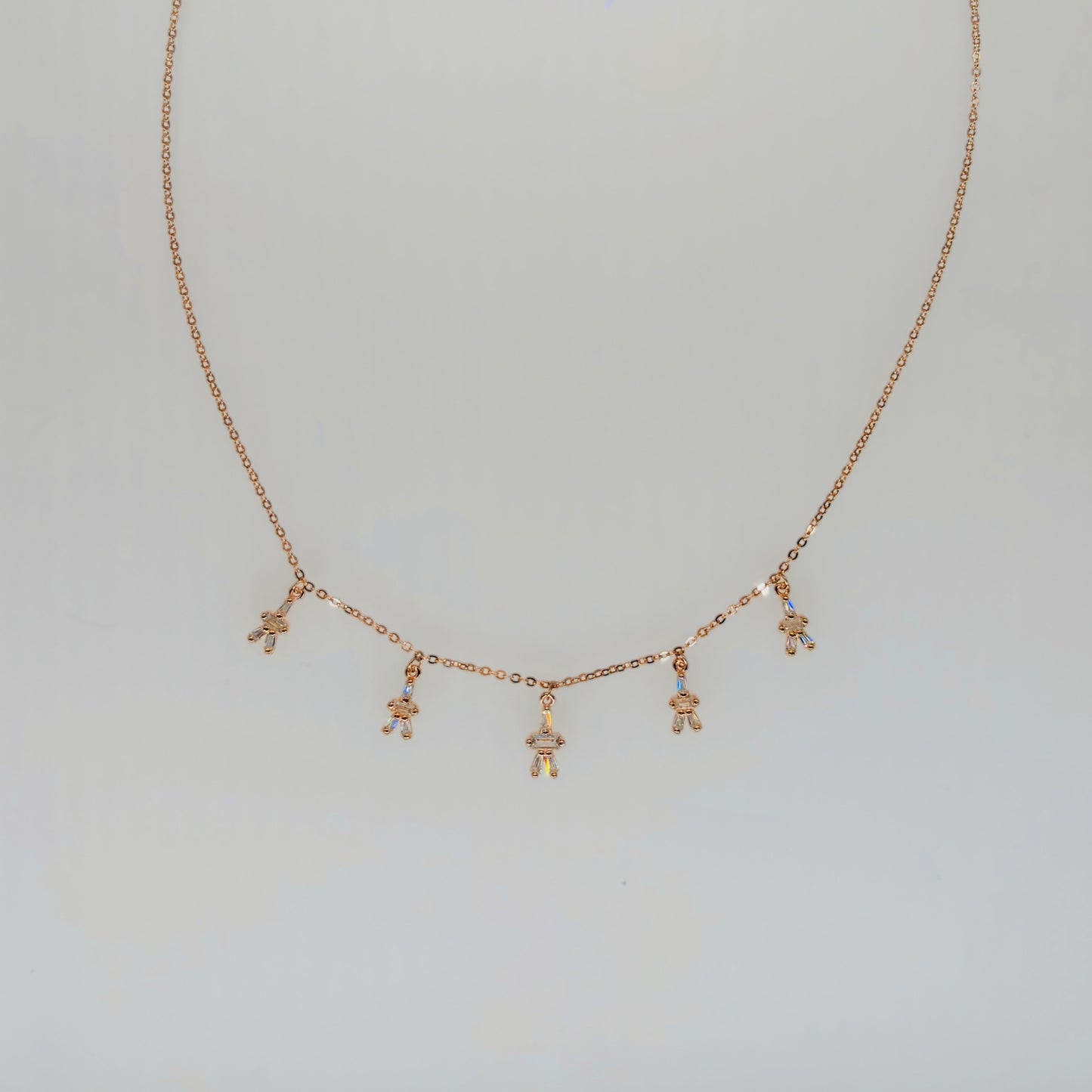 CZ Dangling Charm Necklace in Italian 92.5 Silver