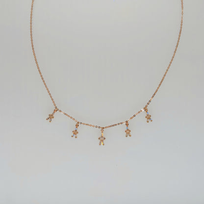 CZ Dangling Charm Necklace in Italian 92.5 Silver