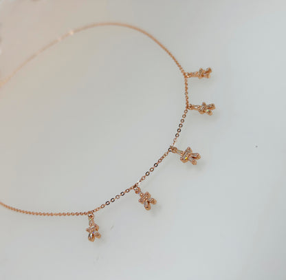 CZ Dangling Charm Necklace in Italian 92.5 Silver