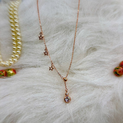 Star Charm Drop Necklace in Italian 92.5 Silver