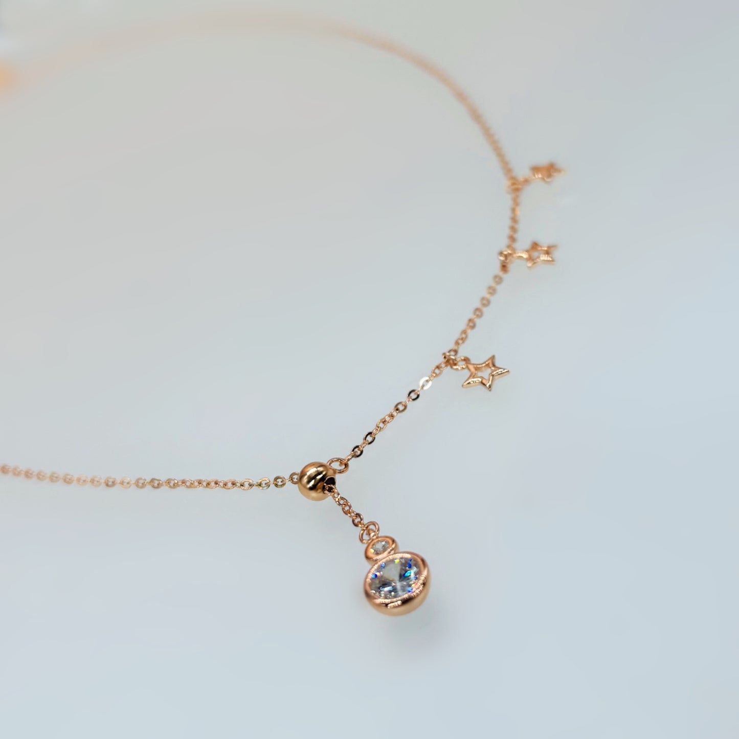 Star Charm Drop Necklace in Italian 92.5 Silver