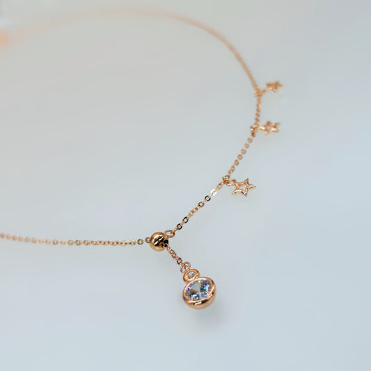 Star Charm Drop Necklace in Italian 92.5 Silver