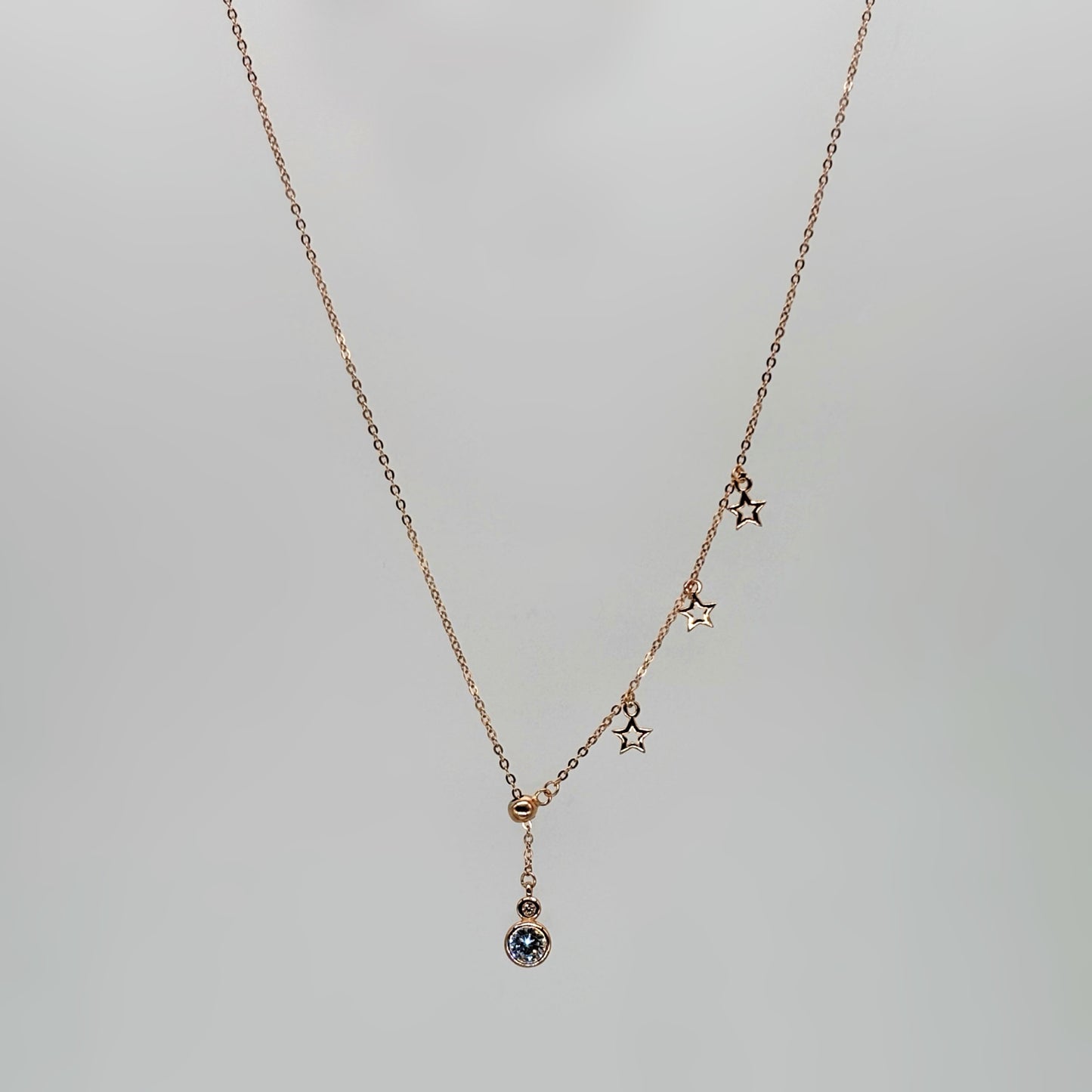 Star Charm Drop Necklace in Italian 92.5 Silver