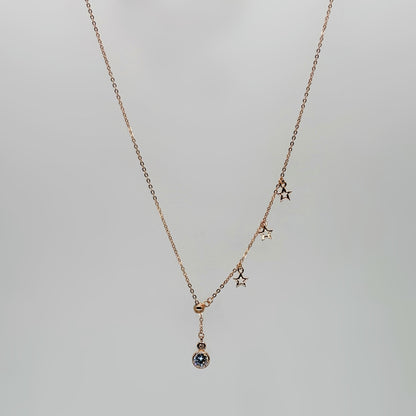 Star Charm Drop Necklace in Italian 92.5 Silver