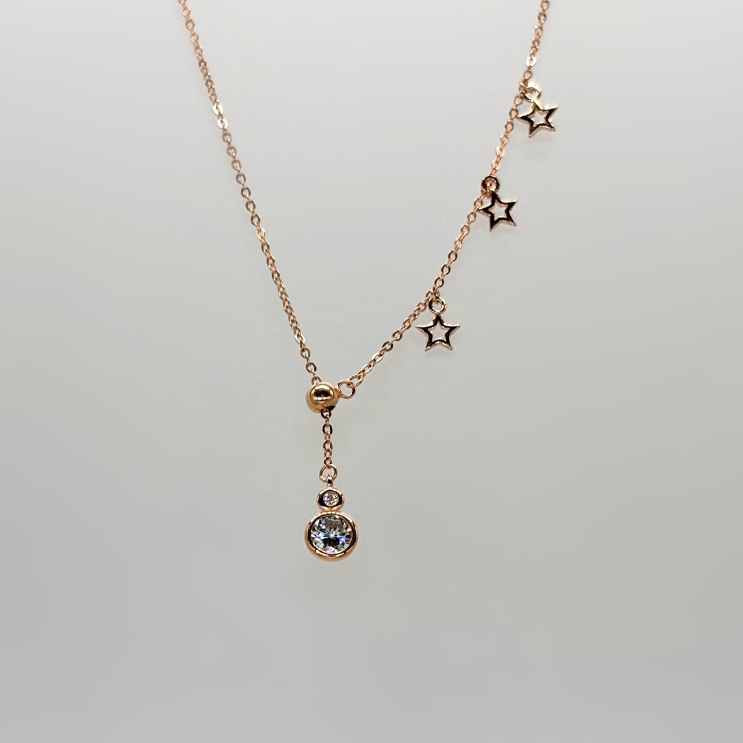 Star Charm Drop Necklace in Italian 92.5 Silver