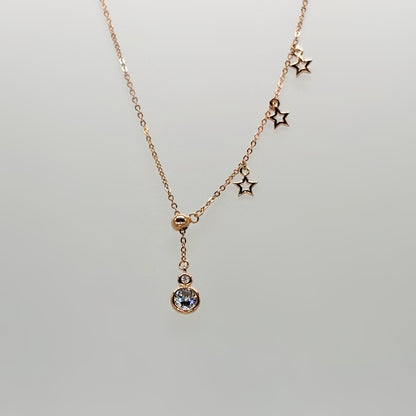 Star Charm Drop Necklace in Italian 92.5 Silver